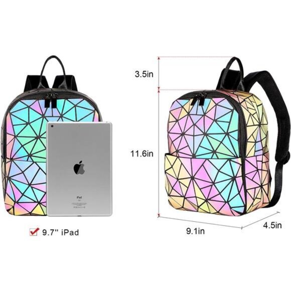 Geometric Luminous Purses and Handbags Holographic Reflective Crossbody Bag - Picture 5 of 8